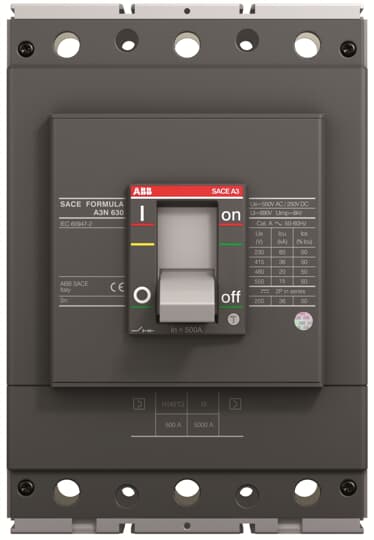 A3N 630 ELT-LI In=630 3p F F (MCCB, 630AT/630AF, 3P, 36 kA, FIXED ELEC. TRIP UNIT)
