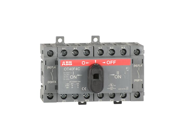 CHANGE-OVER SWITCH OT40F4C (MANUAL, 4P, 40A, I-O-II, IP20, OPEN TRANSITION)