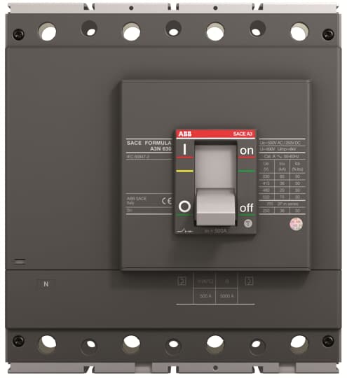 A3N 630 ELT-LI In=630 4p F F (MCCB, 630AT/630AF, 4P, 36 kA, FIXED ELEC. TRIP UNIT)